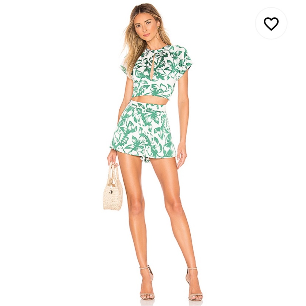 Superdown Shakira Shorts Set in White & Green